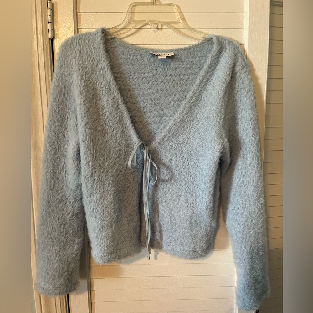 Topshop light blue fuzzy cardigan